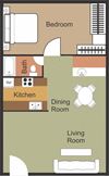 1 Bed 1 Bath with Balcony